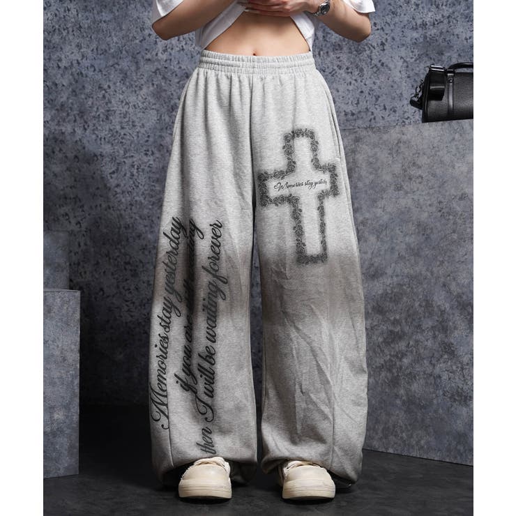 GRAY | スプレー加工 ワイド スウェットパンツ | ONE 4 PREMIUM