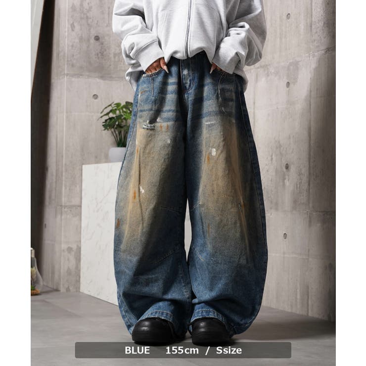 ダメージ ペイント バレルレッグジーンズ | ONE 4 PREMIUM | 詳細画像5 