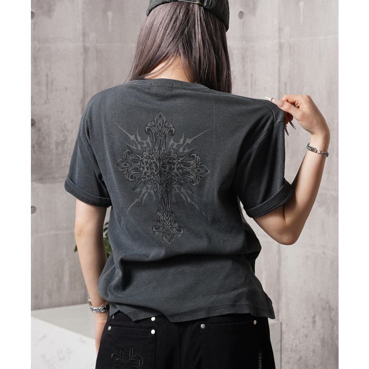 BLACK | バッククロス ピグメント Tシャツ | ONE 4 PREMIUM