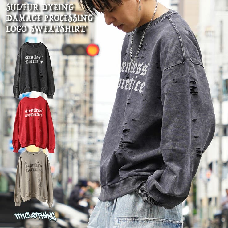 フォロー割 ノースフェイス スウェット トレーナーダメージ加工グレー