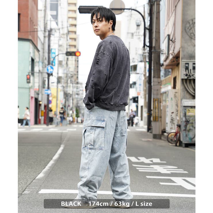 ◇硫化染め ダメージ加工 ロゴトレーナー◇[品番：OCGW0003360]｜ONE 4