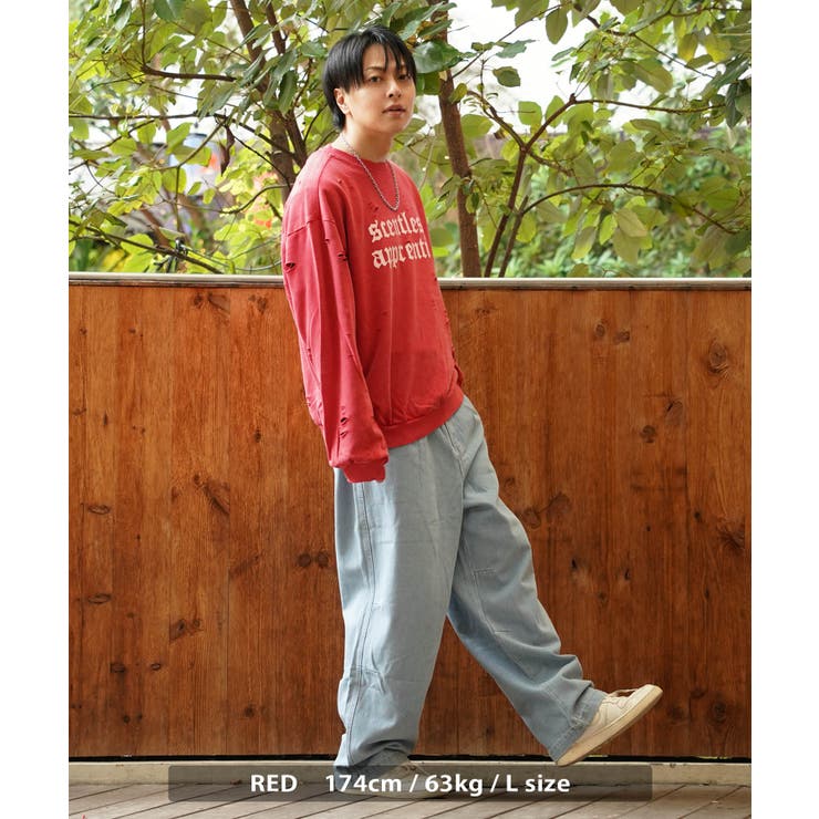 ◇硫化染め ダメージ加工 ロゴトレーナー◇[品番：OCGW0003359]｜ONE 4