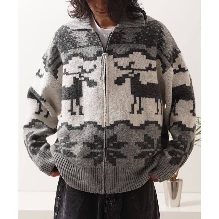 GRAY | カウチン ニット ダブルジップ | ONE 4 PREMIUM