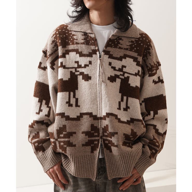 BROWN | カウチン ニット ダブルジップ | ONE 4 PREMIUM