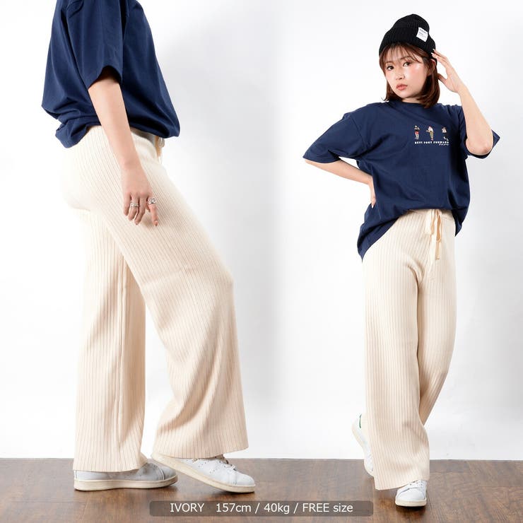 ◇リブニット フレアパンツ◇ ニットパンツ[品番：OCGW0002145]｜ONE 4