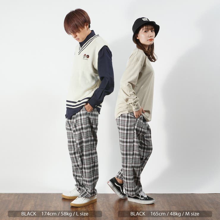 Y's ワイズ チェック柄 サルエルワイドパンツ 71O8HlL1SZL._AC_SX569_.jpg