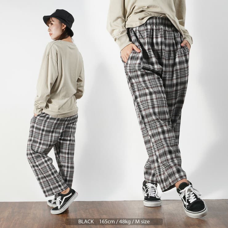 ◇チェック柄 エアリー ワイドパンツ◇[品番：OCGW0002256]｜ONE 4
