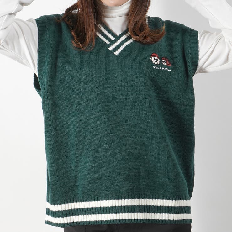 ワンポイント刺繍 チルデン ニットベスト[品番：OCGW0002304]｜ONE 4 PREMIUM（ワンフォープレミアム  ）のメンズファッション通販｜SHOPLIST（ショップリスト）