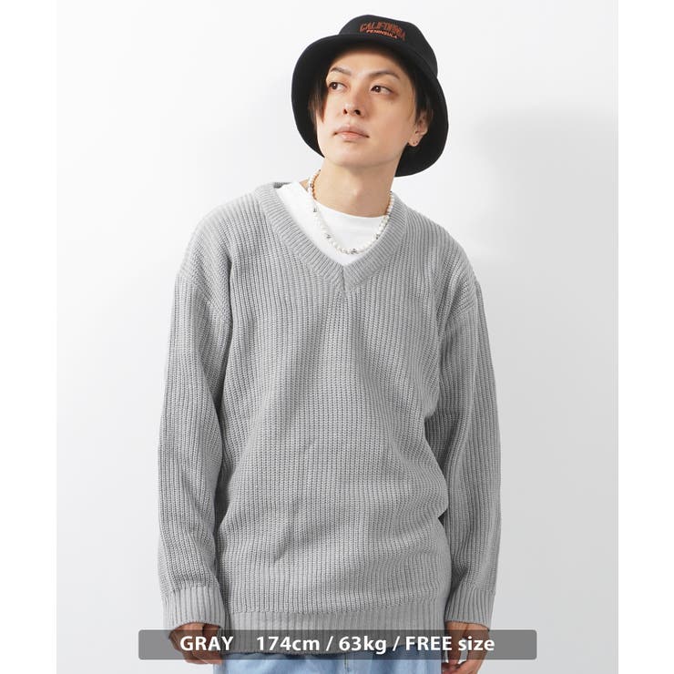 商品画像：Vネック ニット オーバーサイズ[品番：OCGW0002840]｜ONE 4 2