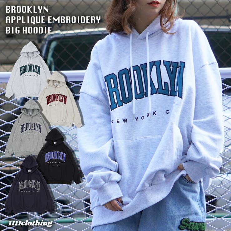 ◇BROOKLYNアップリケ刺繍ビッグパーカー◇ オーバーサイズ