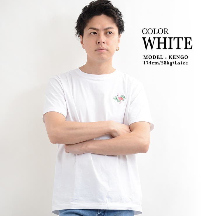 総刺繍フラミンゴルーズTシャツ 】刺繍[品番：OCGW0001224]｜ONE 4