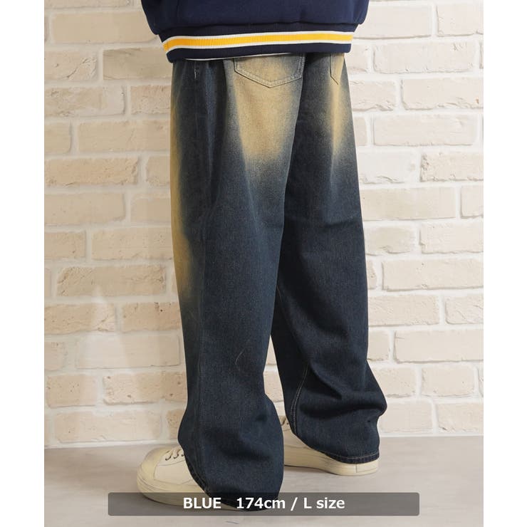 ワイドデニムパンツ メンズ オーバーダイデニム[品番