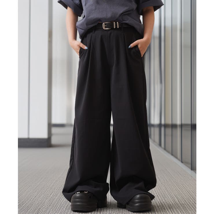 BLACK | Laufer ワイド スラックス | ONE 4 PREMIUM