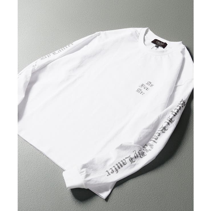 WHITE×GRAY | 袖ロゴ ロンt メンズ | ONE 4 PREMIUM