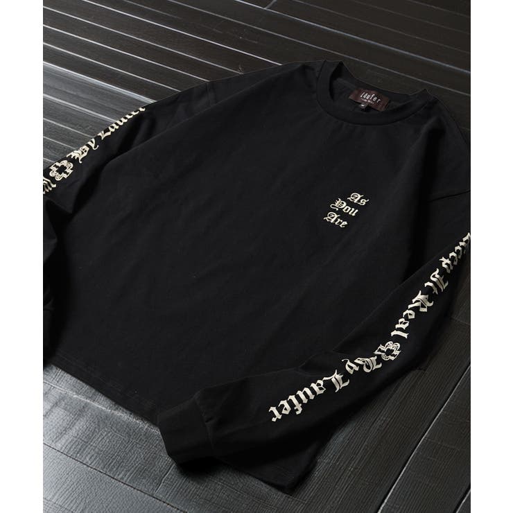 BLACK×IVORY | 袖ロゴ ロンt メンズ | ONE 4 PREMIUM