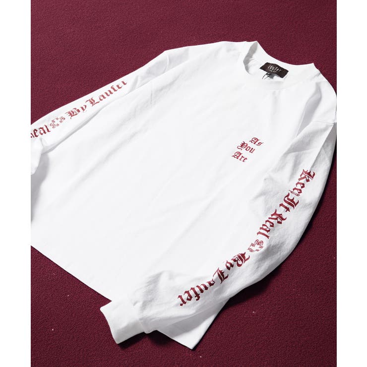 WHITE×D.RED | 袖ロゴ ロンt メンズ | ONE 4 PREMIUM