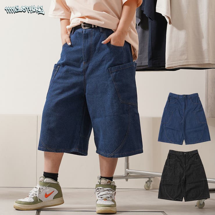 ワンウォッシュデニム ワイドパンツ ショートパンツ | ONE 4 PREMIUM | 詳細画像1 