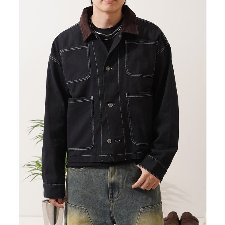 ツイル/BLACK | ショート丈 カバーオール メンズ | ONE 4 PREMIUM