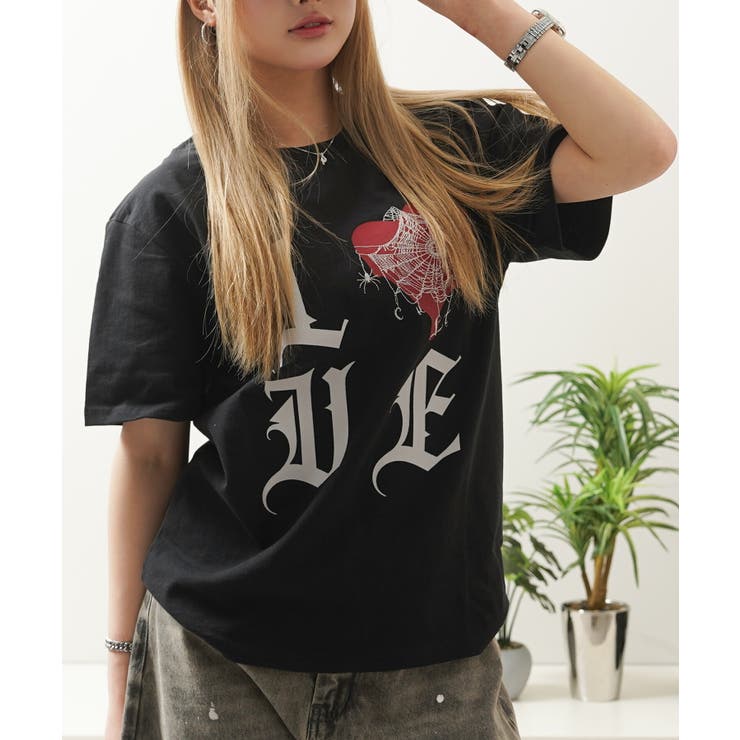 BLACK | ハート スパイダー Tシャツ | ONE 4 PREMIUM