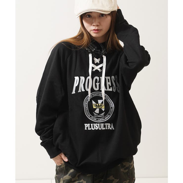 BLACK | フェイクレイヤード カレッジ オーバーサイズ | ONE 4 PREMIUM