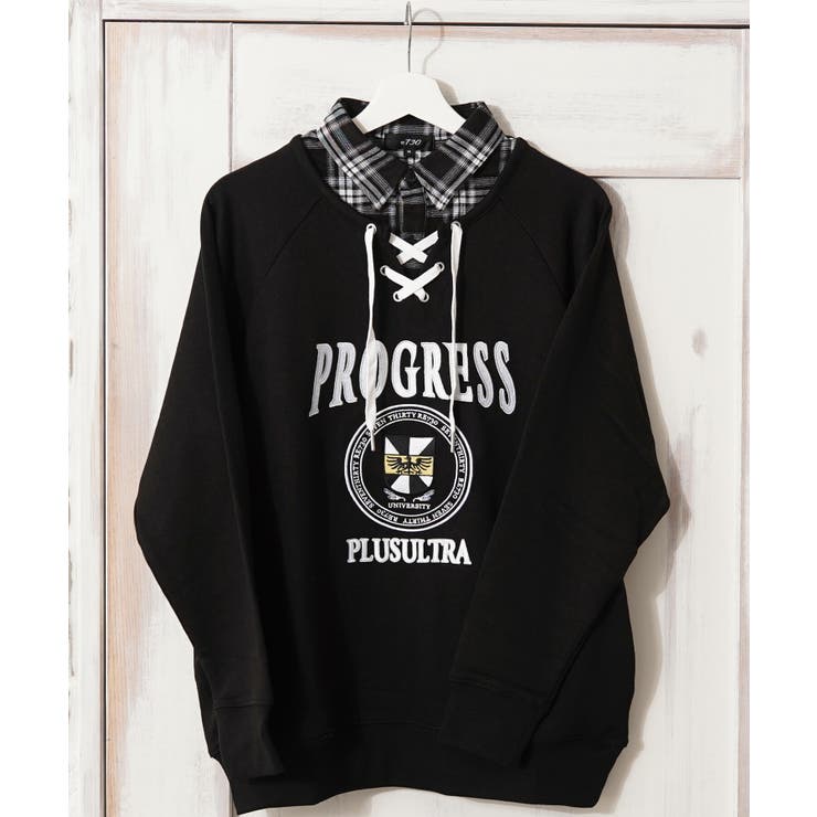 BLACK | フェイクレイヤード カレッジ オーバーサイズ | ONE 4 PREMIUM