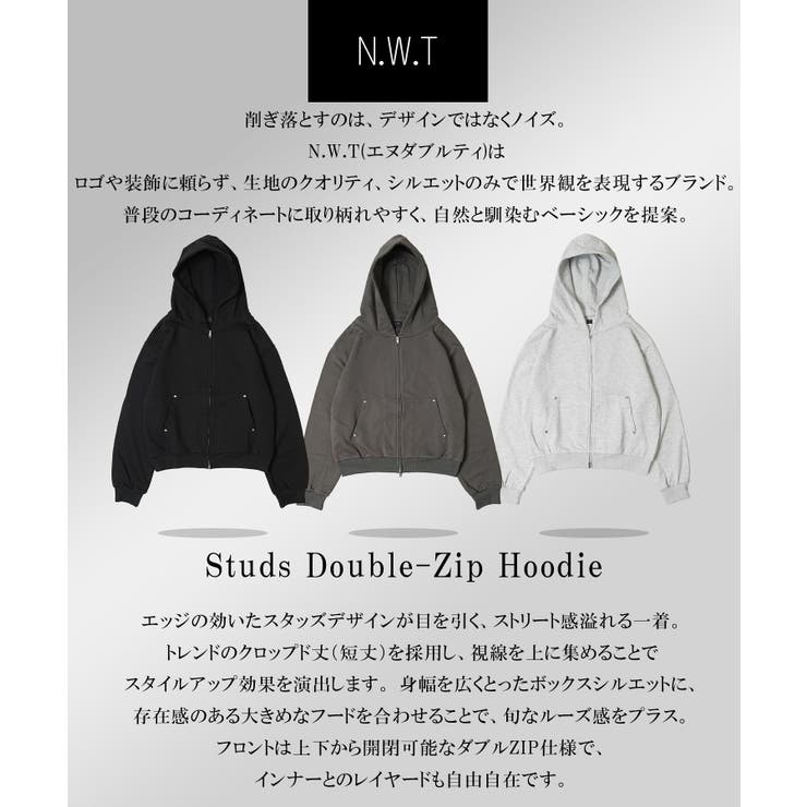 スタッズ ダブルジップパーカー メンズ | ONE 4 PREMIUM | 詳細画像4 