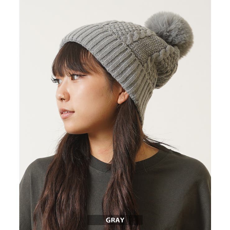 ボンボンニット帽 レディース ニット帽[品番：OCGW0003803]｜ONE