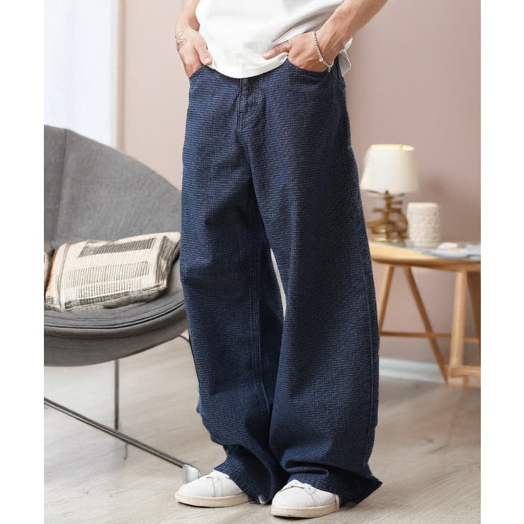 ONEWASH | リップデニム&ヒッコリー バレルレッグパンツ メンズ | ONE 4 PREMIUM