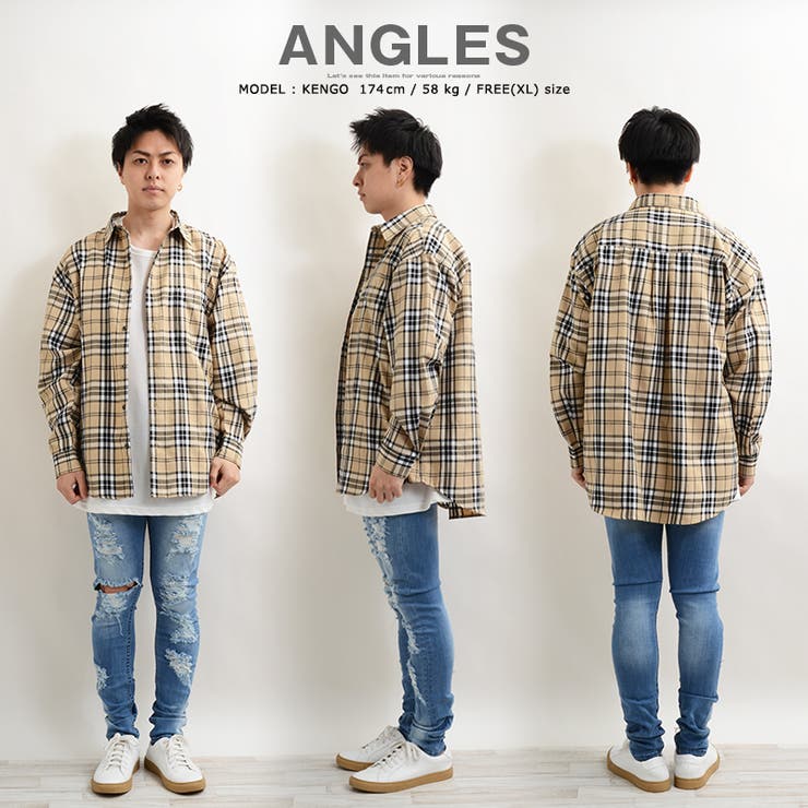 sfc チェック柄オーバーサイズシャツ ベージュ系 sfc チェック柄オーバーサイズシャツ ベージュ系 オーバーサイズ