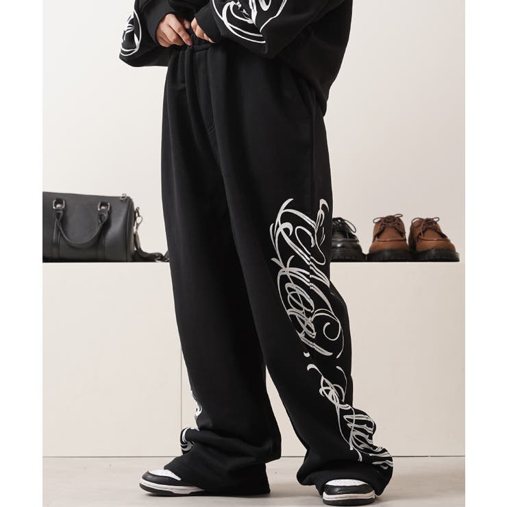 BLACK | スウェットパンツ メンズ ワイドパンツ | ONE 4 PREMIUM