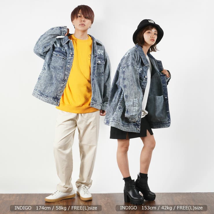 ◇ケミカルウォッシュ レタリング デニムジャケット◇[品番