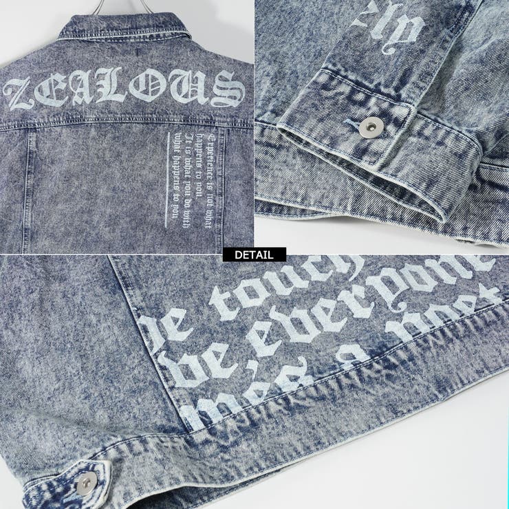 ◇ケミカルウォッシュ レタリング デニムジャケット◇[品番