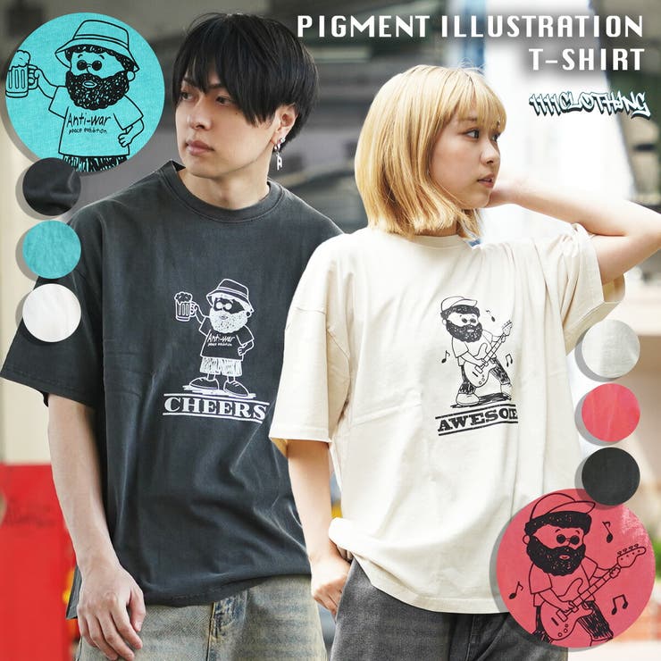 ◆ピグメント イラストTシャツ◆ オーバーサイズ | ONE 4 PREMIUM | 詳細画像1 