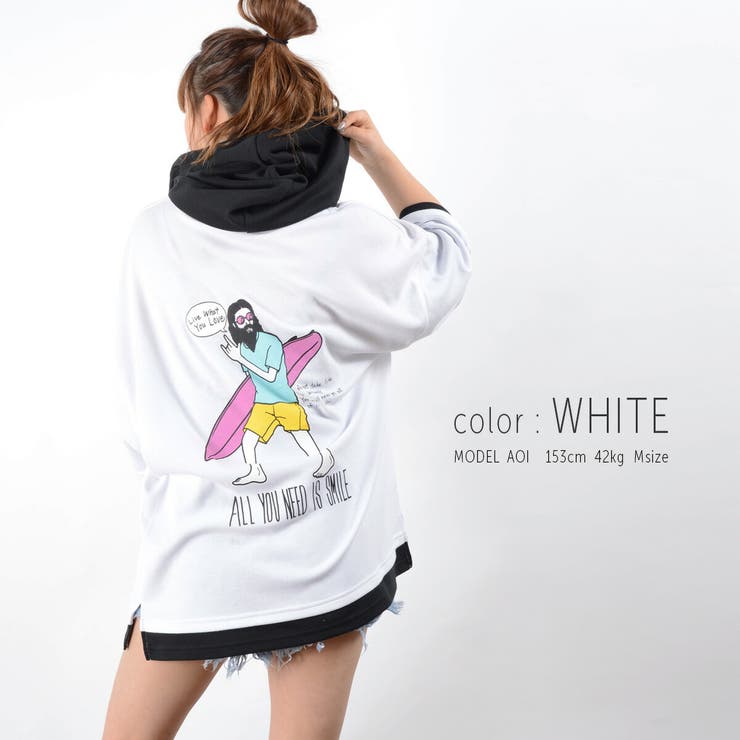 イラスト フェイクレイヤード Tパーカー 品番 Ocgw One 4 Premium ワンフォープレミアム のレディースファッション通販 Shoplist ショップリスト
