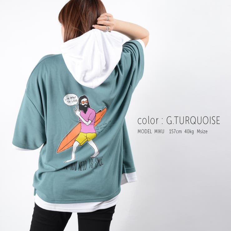 イヤホンズ Tシャツ パーカー Lサイズ まとめ ◇イラスト フェイクレイヤード Tパーカー◇[品番：OCGW0002067]｜ONE