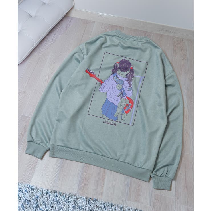 BLUE(B) | カットスエード ガールイラスト オーバーサイズ | ONE 4 PREMIUM