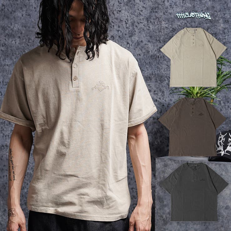 ピグメント加工 Tシャツ ヘンリーネック | ONE 4 PREMIUM | 詳細画像1 