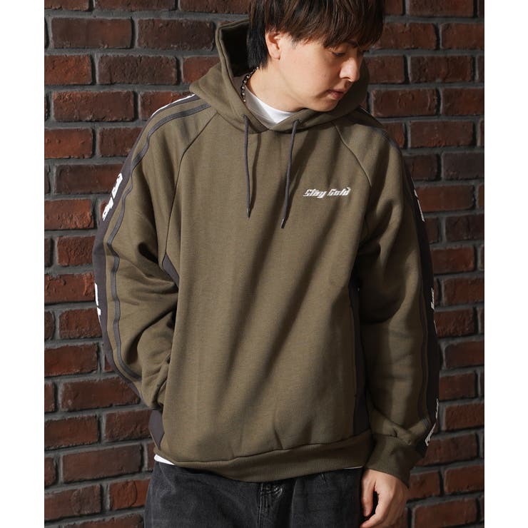 030-KHAKI | ロゴライン スウェットパーカー メンズ | ONE 4 PREMIUM