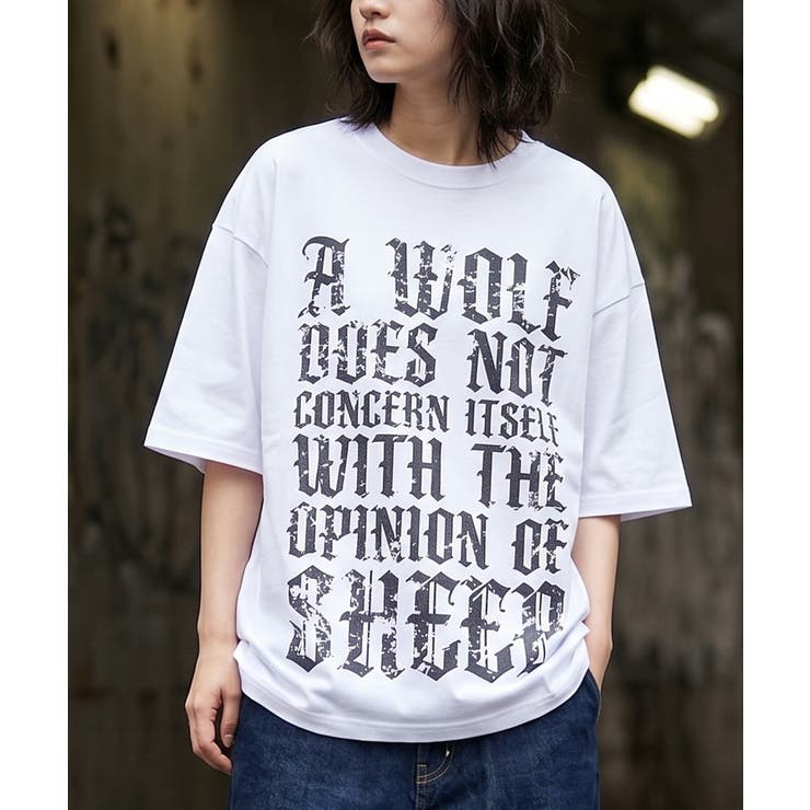 A柄-WHITE×BLACK | レタリング プリント Tシャツ | ONE 4 PREMIUM