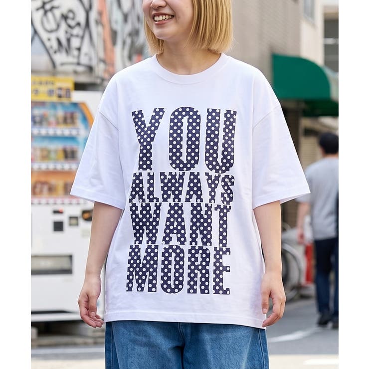 B柄-WHITE×NAVY | レタリング プリント Tシャツ | ONE 4 PREMIUM