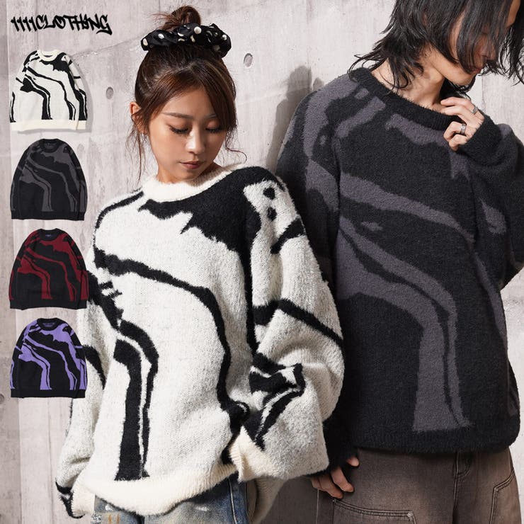 マーブル柄 ルーズ フェザーニット | ONE 4 PREMIUM | 詳細画像1 