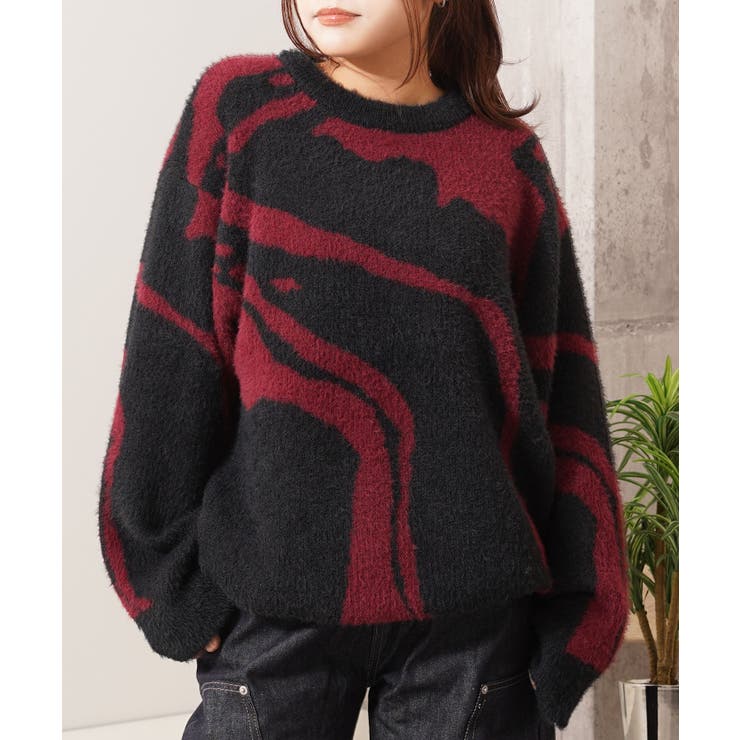 BLK×BRD | マーブル柄 ルーズ フェザーニット | ONE 4 PREMIUM