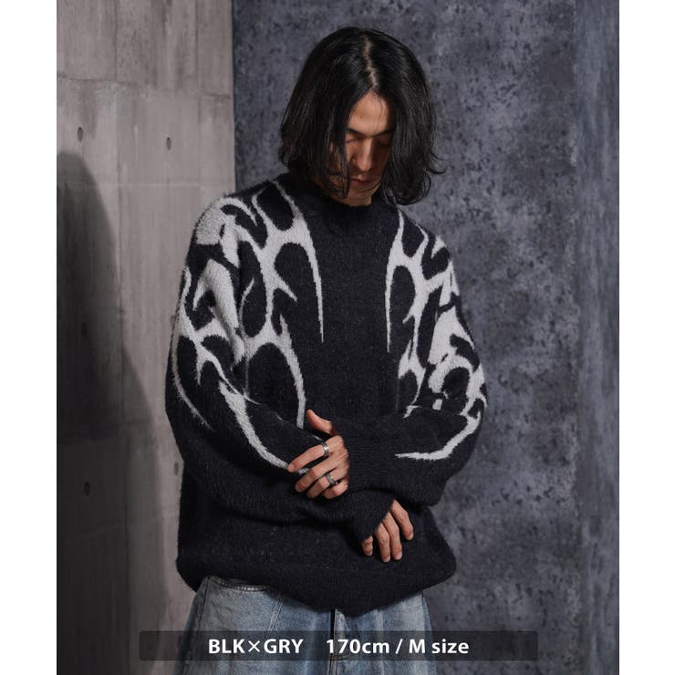 トライバル柄 フェザーニット メンズ | ONE 4 PREMIUM | 詳細画像9 