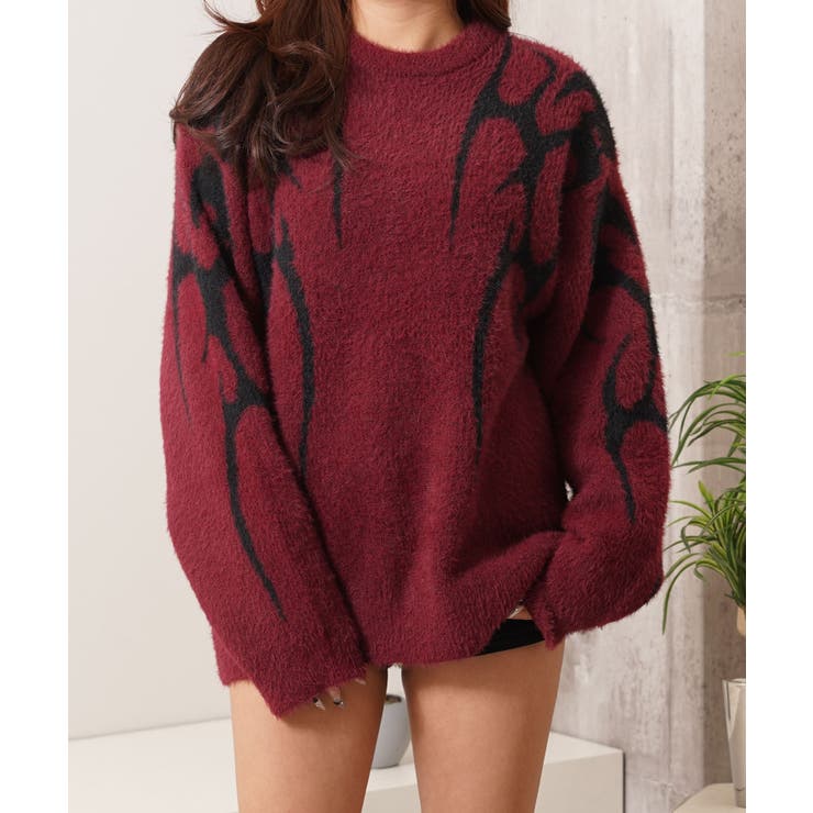 BRD×BLK | トライバル柄 フェザーニット メンズ | ONE 4 PREMIUM