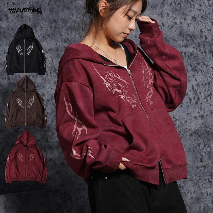 トライバル 薔薇 ジップパーカー | ONE 4 PREMIUM | 詳細画像1 
