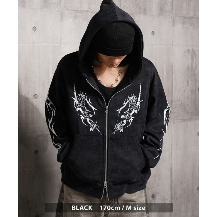 トライバル 薔薇 ジップパーカー | ONE 4 PREMIUM | 詳細画像5 