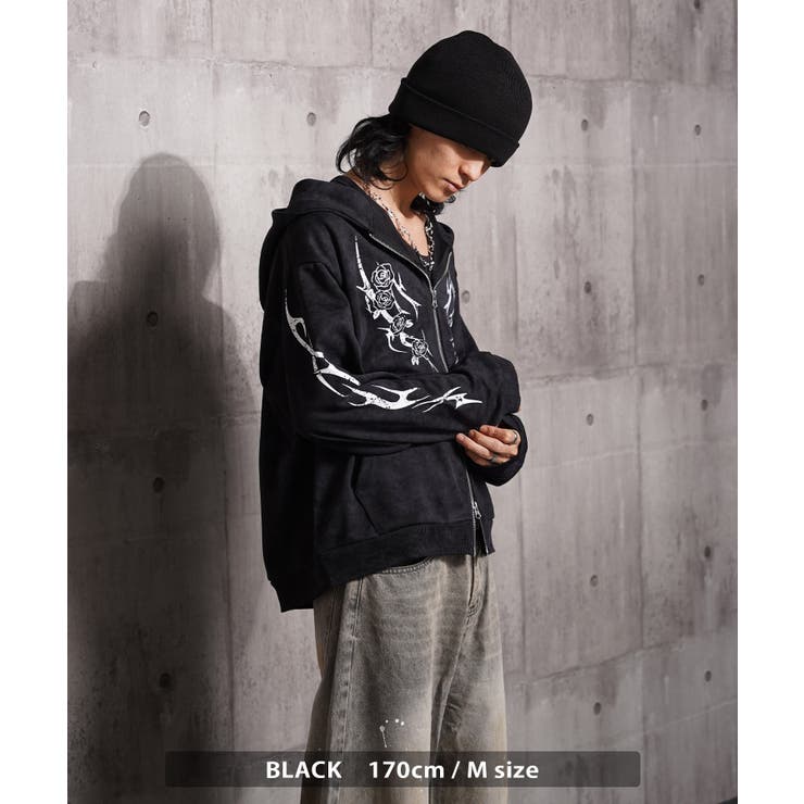 トライバル 薔薇 ジップパーカー | ONE 4 PREMIUM | 詳細画像6 