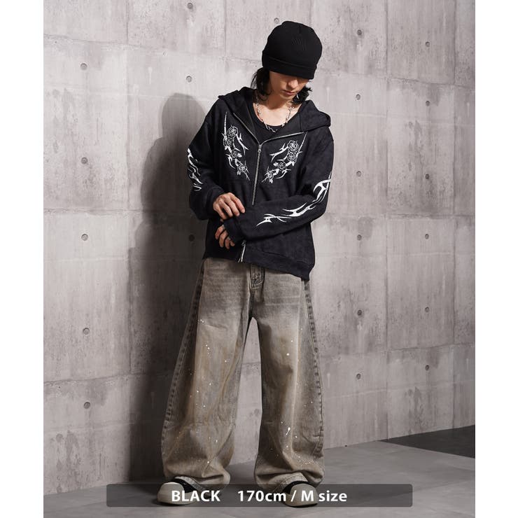 トライバル 薔薇 ジップパーカー | ONE 4 PREMIUM | 詳細画像8 