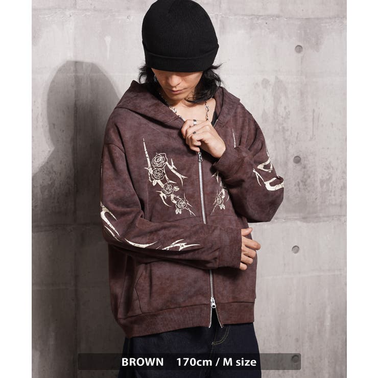 トライバル 薔薇 ジップパーカー | ONE 4 PREMIUM | 詳細画像9 