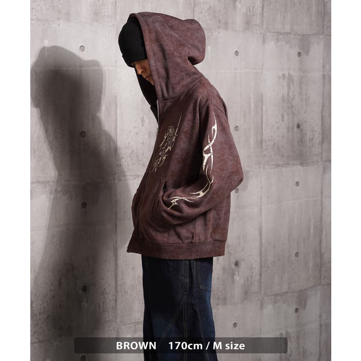 トライバル 薔薇 ジップパーカー | ONE 4 PREMIUM | 詳細画像10 